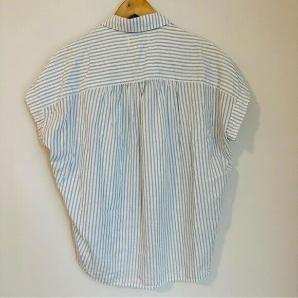 Madewell Central Shirt in Erinn Stripe Oversized Size Small White & Blue - Picture 5 of 11